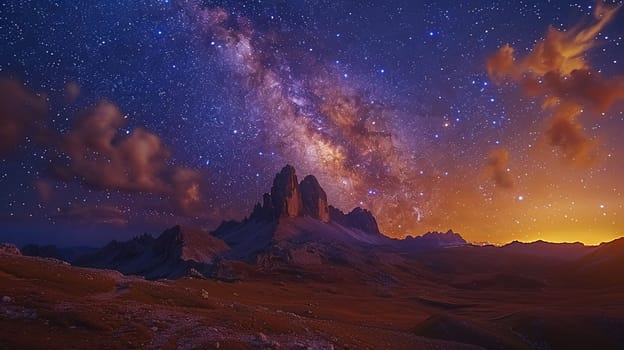 The Milky Way arching over a quiet mountain landscape, evoking wonder and the vastness of space.