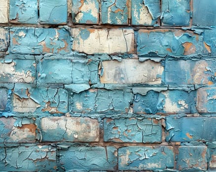 Old brick wall with peeling paint, great for vintage and rustic background themes.