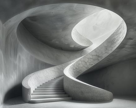 The architectural detail of a spiral staircase, symbolizing ascension and design.