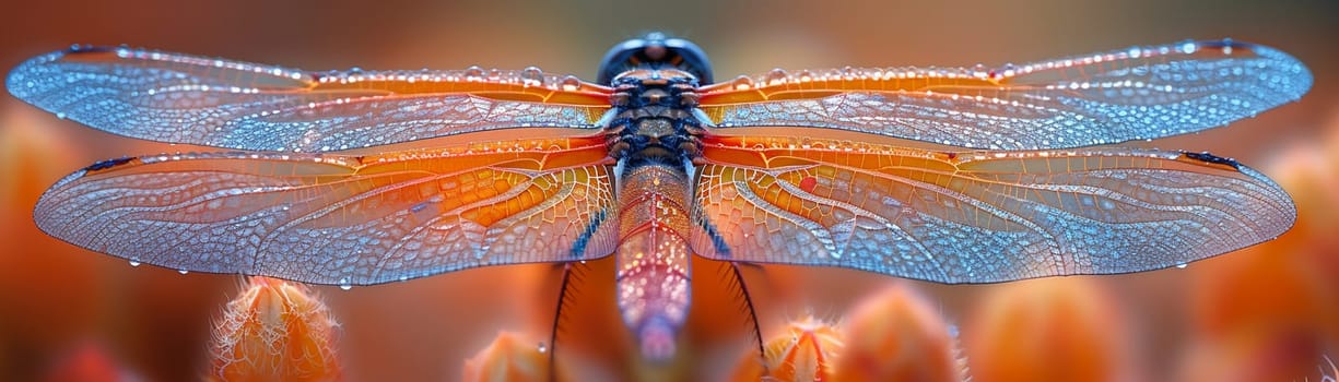 Close-up of a dragonfly's wings, showcasing the elegance and precision of nature's design.