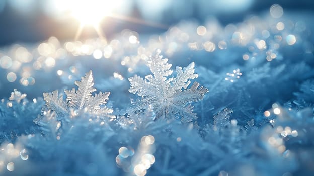 Close-up of ice crystals forming on a surface, representing winter's unique beauty.