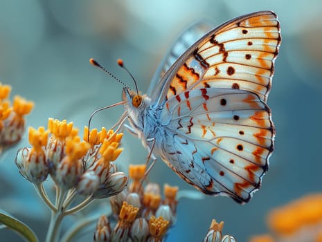 Close-up of a butterfly resting on a wildflower, symbolizing delicacy and nature's cycles.