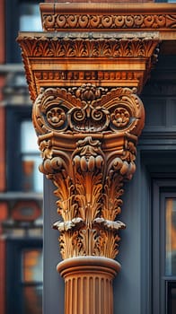 Close-up of intricate architectural details on a historic facade, showcasing craftsmanship and heritage.