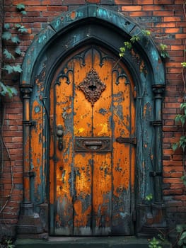 A weathered wooden door in a historic building, evoking stories of the past.