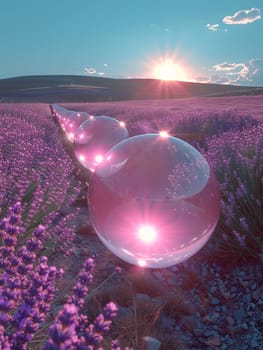 A field of lavender under a clear sky, representing calmness and natural beauty.