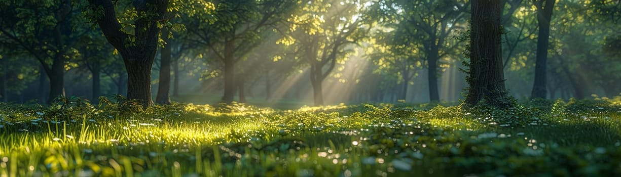 A peaceful forest clearing bathed in sunlight, offering a sanctuary in nature.