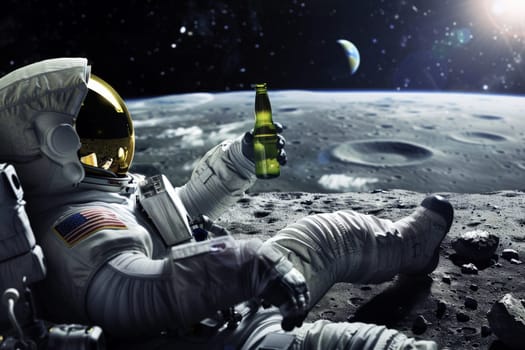 An astronaut drinks some beer on the planet. Generative AI..