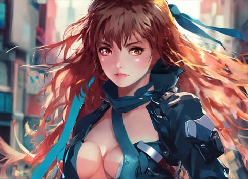 Anime heroine girl. Generative AI. High quality photo