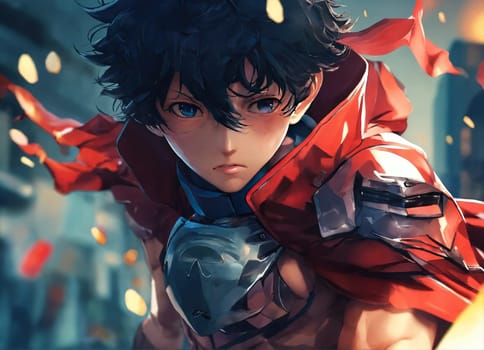 Boy anime heroes. Generative AI. High quality photo