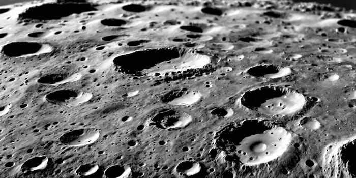 Craters of the moon. Black and white. Generative AI. High quality photo