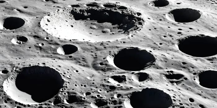 Craters of the moon. Black and white. Generative AI. High quality photo