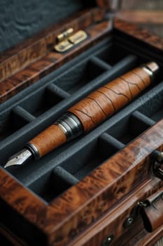 stylish fountain pen with a stylish box on the table.