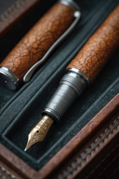 stylish fountain pen with a stylish box on the table.