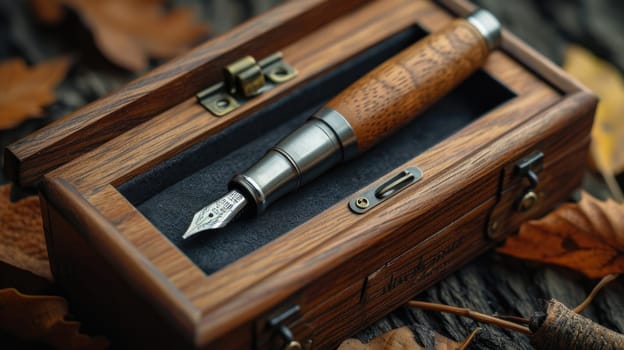 stylish fountain pen with a stylish box on the table.