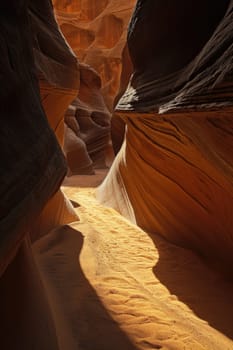 the bright colors of the ruined sandstone cliff in the canyon.