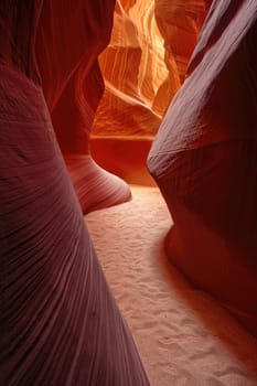 the bright colors of the ruined sandstone cliff in the canyon.