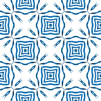 Organic tile. Blue amazing boho chic summer design. Trendy organic green border. Textile ready decent print, swimwear fabric, wallpaper, wrapping.