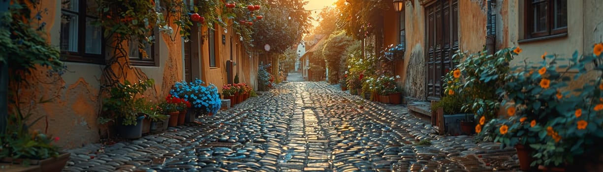 A cobblestone alleyway in an old European town, evoking history and charm.