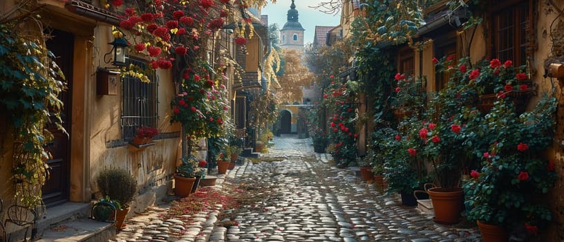 A cobblestone alleyway in an old European town, evoking history and charm.