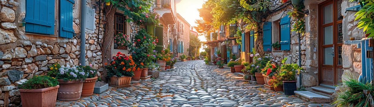 A cobblestone alleyway in an old European town, evoking history and charm.