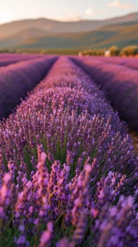 A field of lavender under a clear sky, representing calmness and natural beauty.