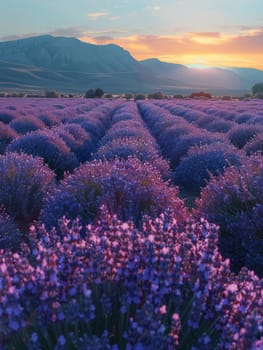 A field of lavender under a clear sky, representing calmness and natural beauty.