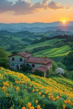 A panoramic view of rolling hills under a dynamic sky, offering a sense of freedom and space.