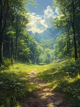 A peaceful forest clearing bathed in sunlight, offering a sanctuary in nature.