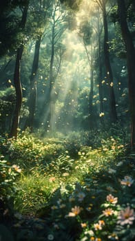 A peaceful forest clearing bathed in sunlight, offering a sanctuary in nature.