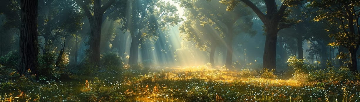 A peaceful forest clearing bathed in sunlight, offering a sanctuary in nature.