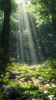 A peaceful forest clearing bathed in sunlight, offering a sanctuary in nature.