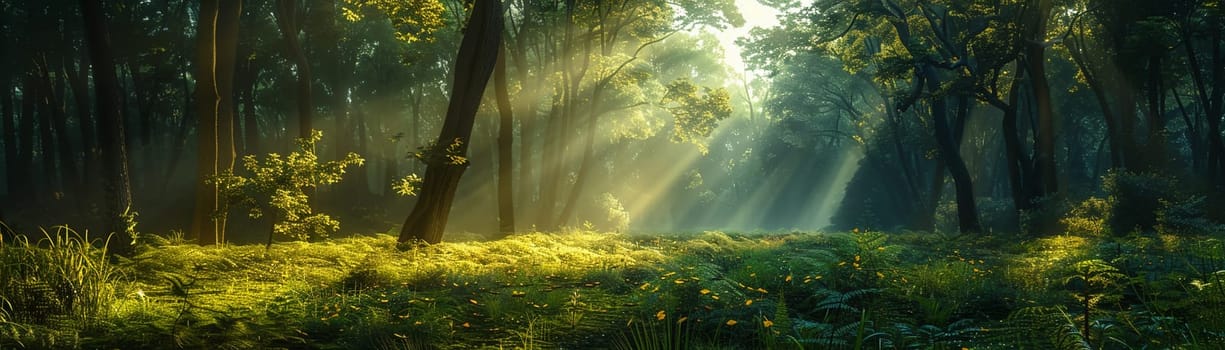 A peaceful forest clearing bathed in sunlight, offering a sanctuary in nature.