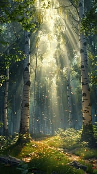 A peaceful forest clearing bathed in sunlight, offering a sanctuary in nature.