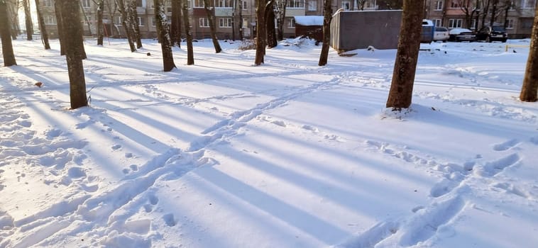 Landscape shot of the street on the winter day