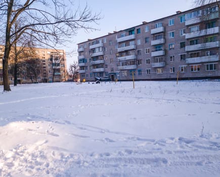 Landscape shot of the street on the winter day