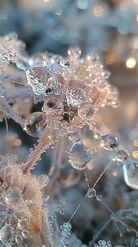 Glistening raindrops on a spider web, capturing the intricacy and beauty of nature.