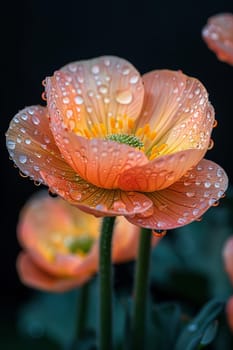 Fresh dew on a colorful garden flower, capturing the essence of spring.