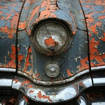 Cracked paint on an old car, suitable for vintage and decay design projects.