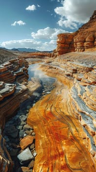 Layered rock formations in a canyon, capturing geological beauty and natural history.