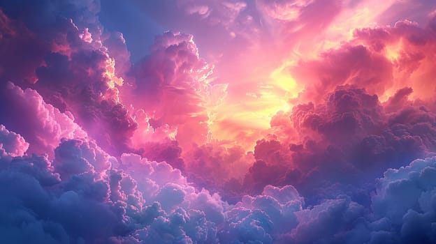 Cloudy sky at sunset with vibrant colors, for dramatic and inspirational backgrounds.