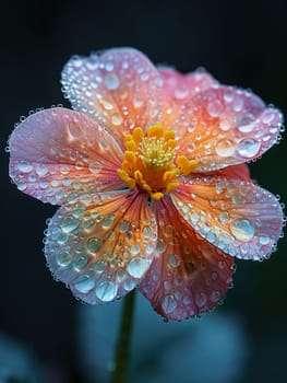 Fresh dew on a colorful garden flower, capturing the essence of spring.