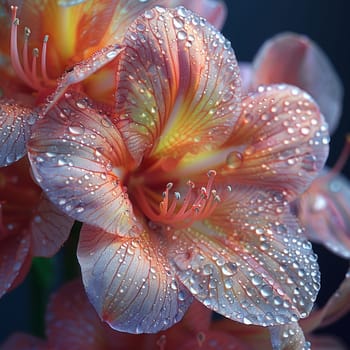 Delicate flower petals close-up with dew, for beauty and nature-inspired projects.