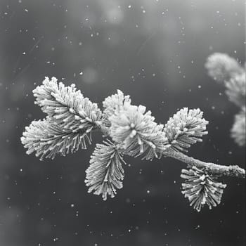 Freshly fallen snow on a pine branch, representing winter's purity and calm.