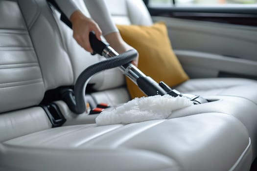 Cleaning of interior of the car hot steam. High quality photo