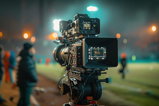 TV camera at the stadium during football matches. television camera during the soccer match. High quality photo