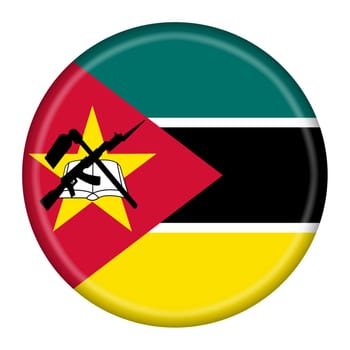 A Mozambique flag button 3d illustration with clipping path