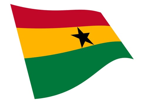 A Ghana waving flag graphic isolated on white with clipping path