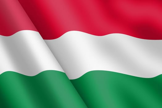 A Hungary waving flag 3d illustration wind ripple