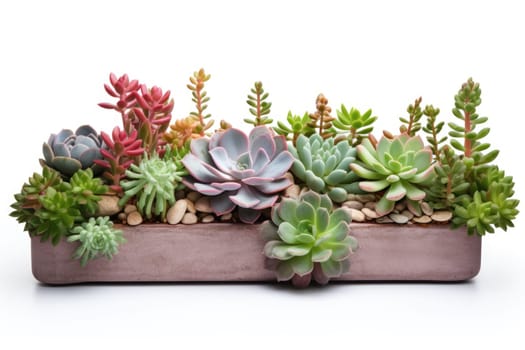 Collection of various cacti and juicy plants in various pots. Houseplants on a white background.