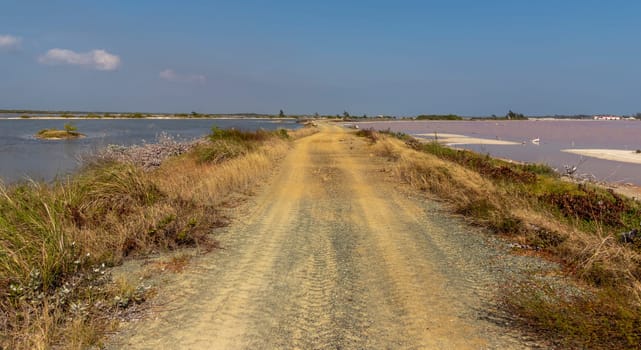 Shot of the two different colored lakes in Cuba, Cayo Coco island. Pink one has its color because of the plankton